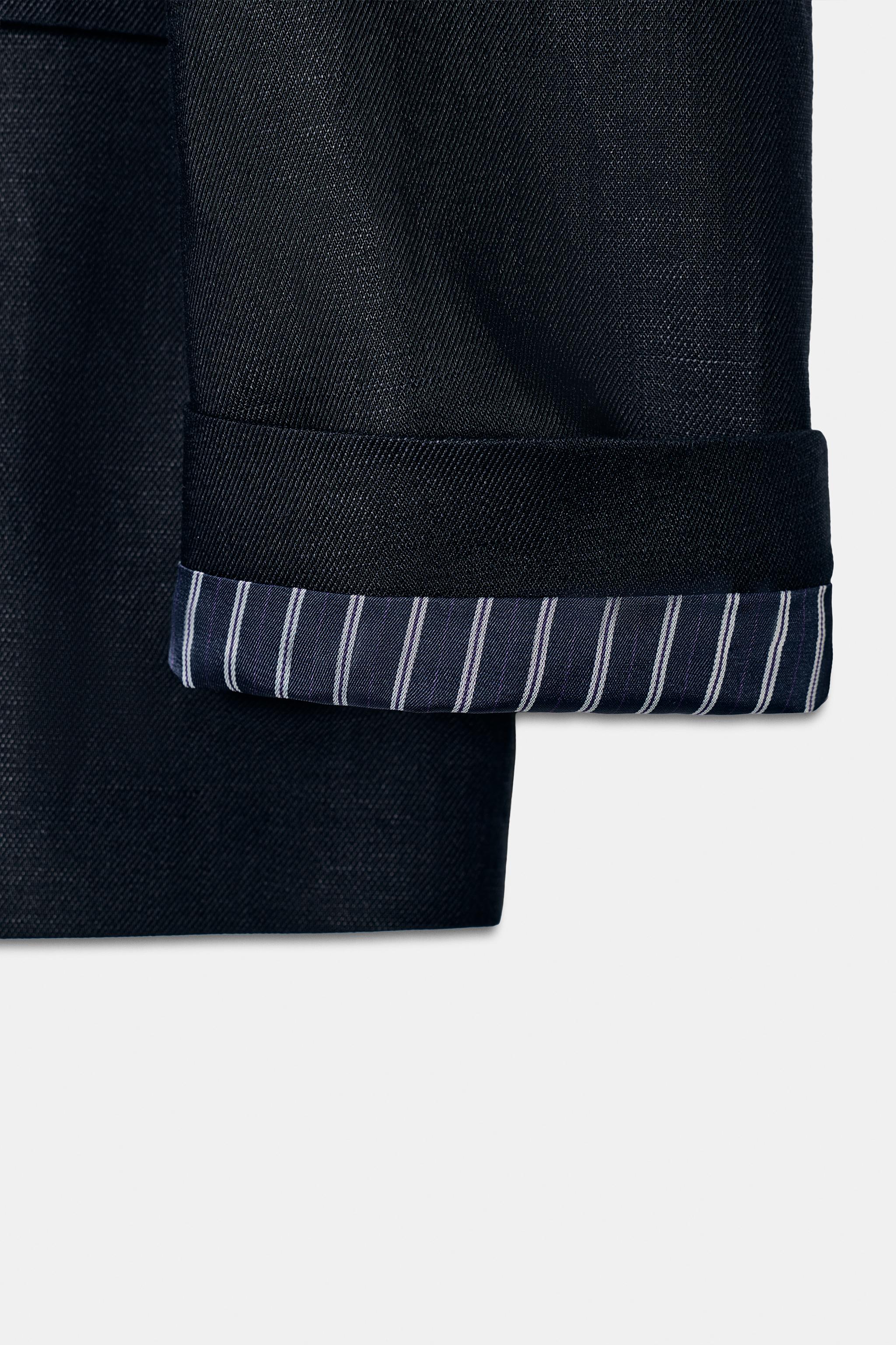 VESTE CROISÉE EN LIN À MANCHES RETROUSSÉES